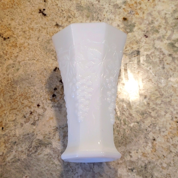 Vintage Milk Glass Grape Pattern Vase - Picture 2 of 4